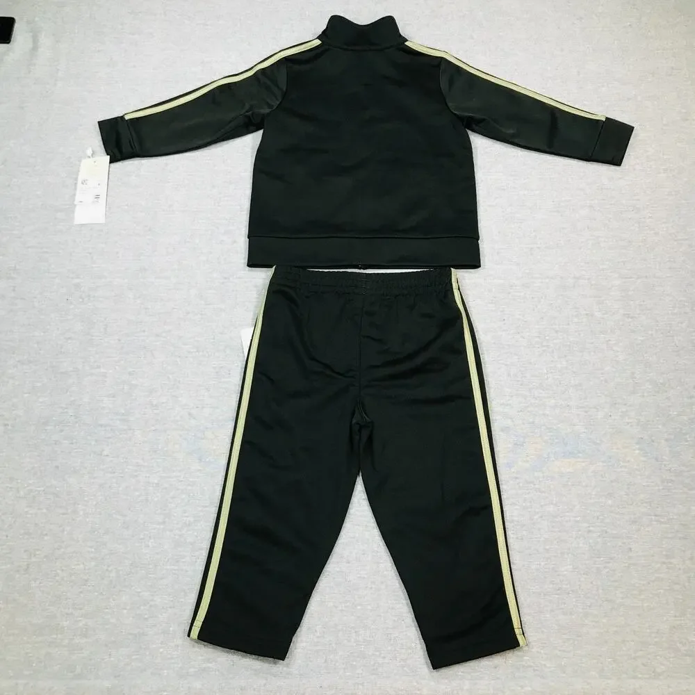 Adidas 18 Months Classic Tricot Track Suit Jacket Pants Black Green NWT AV9